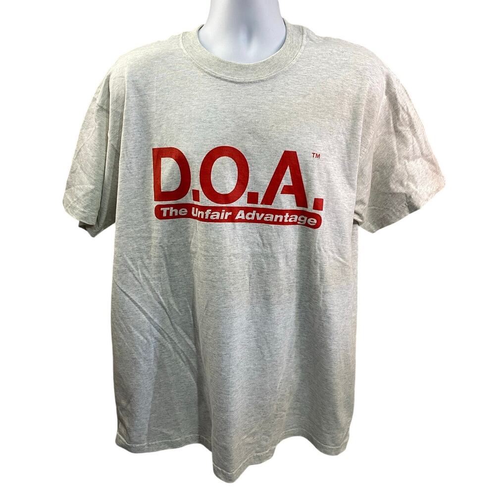 Vintage D.O.A. T-Shirt Size XL Gray Graphic Tee Fruit of Looms Brand 100% Cotton